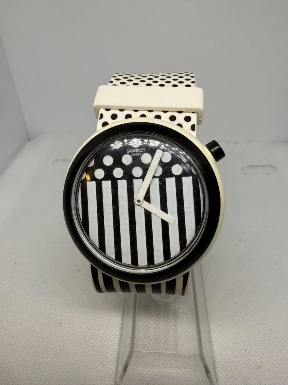 Swatch POP PNW101 "Popdancing" Unisex 45mm Black White Swiss Quartz Watch